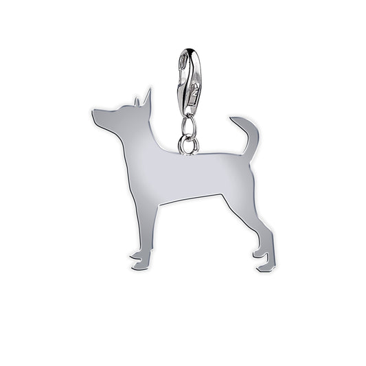 English Toy Terrier Silhouette Silver Charm - MYLEE London