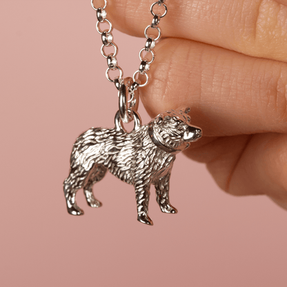 Extra Large Border Collie Silver Necklace - Personalised - MYLEE London