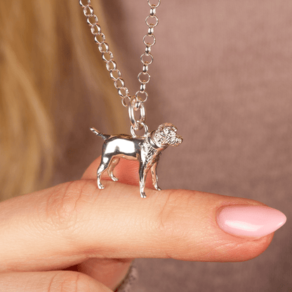 Extra Large Border Terrier Silver Necklace - Personalised - MYLEE London