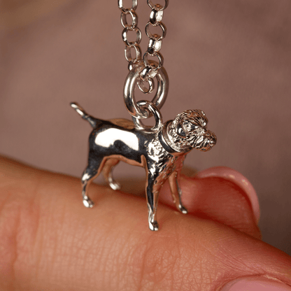 Extra Large Border Terrier Silver Necklace - Personalised - MYLEE London