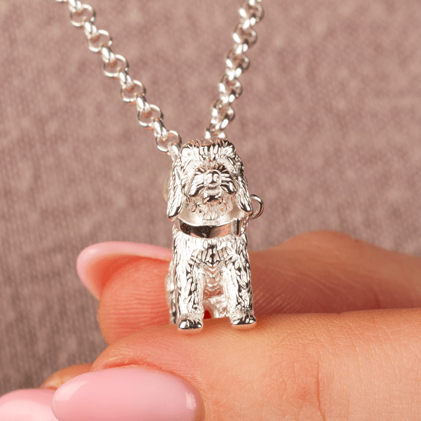 Extra Large Cockapoo Silver Necklace - Personalised - MYLEE London