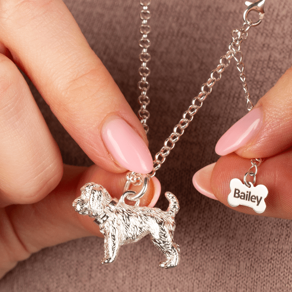 Extra Large Cockapoo Silver Necklace - Personalised - MYLEE London