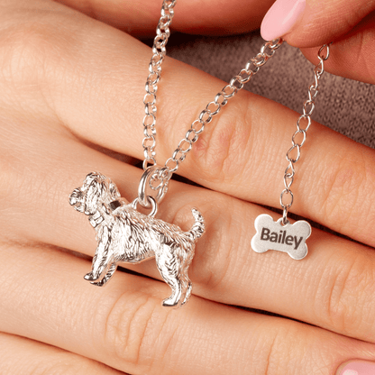 Extra Large Cockapoo Silver Necklace - Personalised - MYLEE London