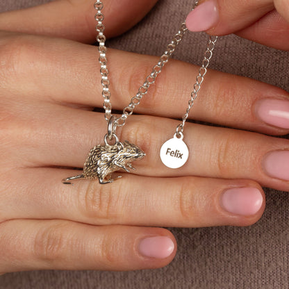 Extra Large Gerbil Silver Necklace - Personalised - MYLEE London