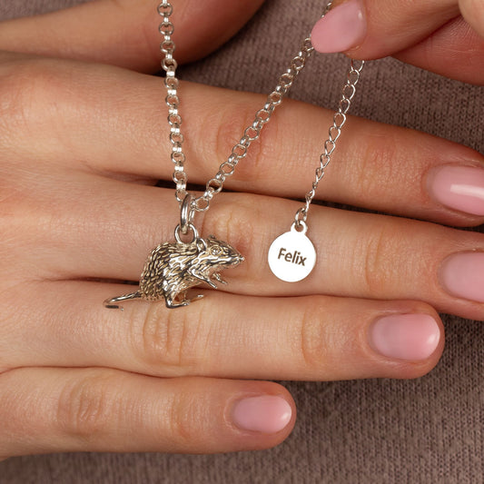 Extra Large Gerbil Silver Necklace - Personalised - MYLEE London