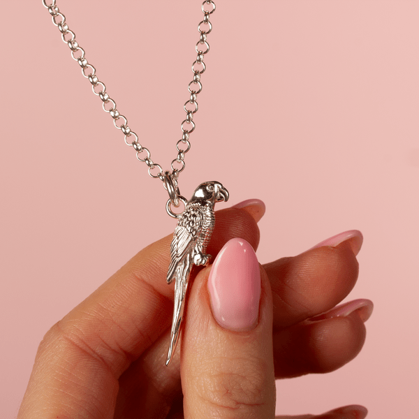 Extra Large Parrot Silver Necklace - Personalised - MYLEE London