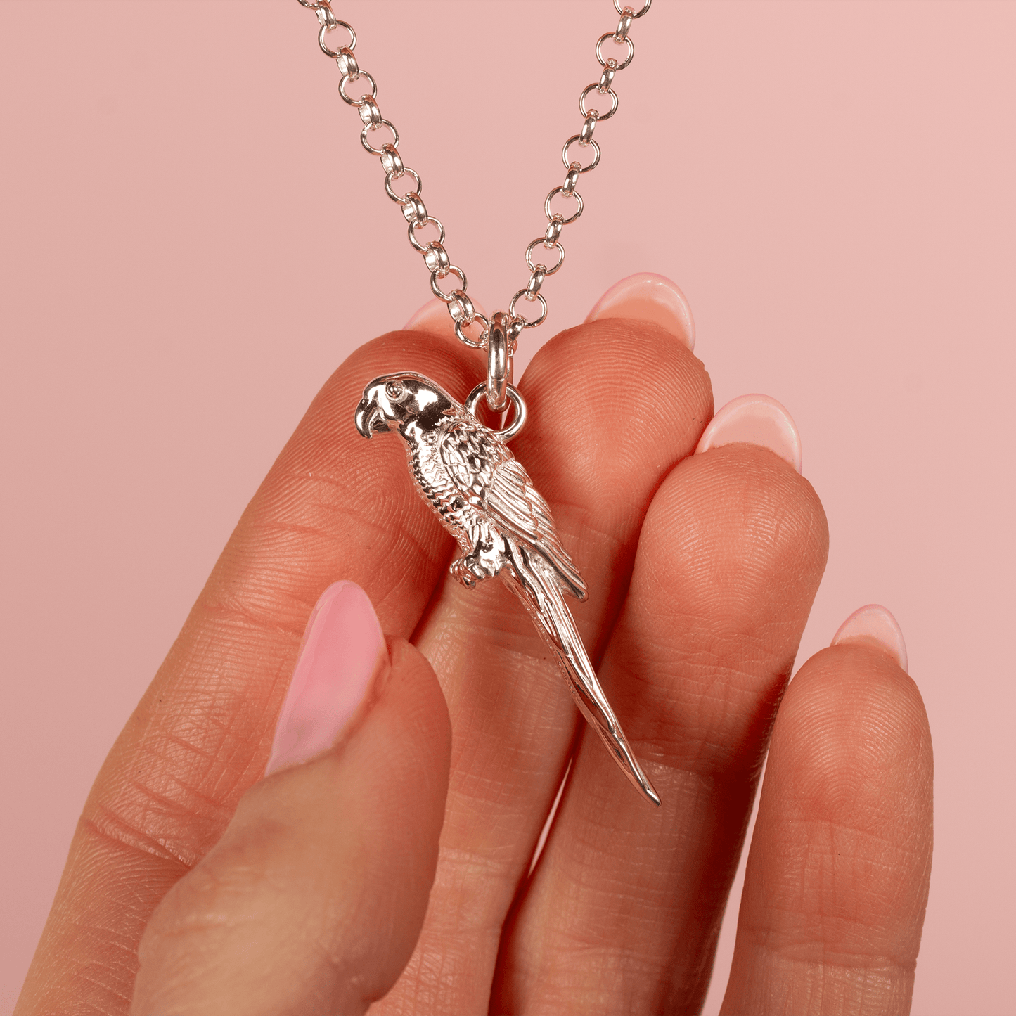 Extra Large Parrot Silver Necklace - Personalised - MYLEE London