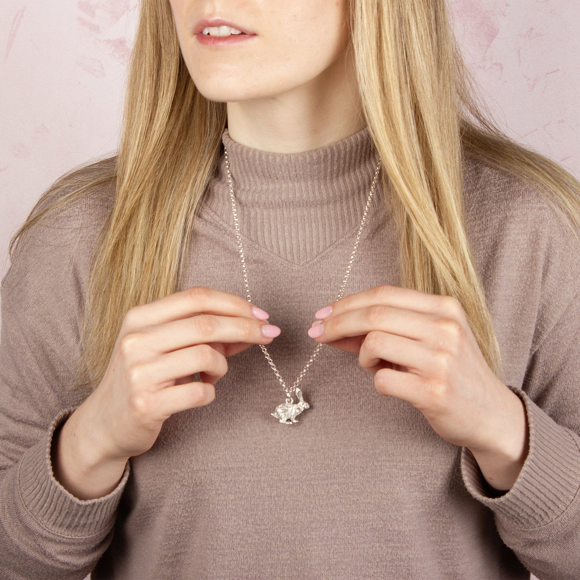 Extra Large Rabbit Silver Necklace - Personalised - MYLEE London