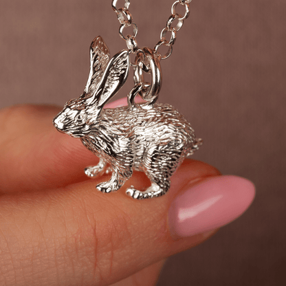 Extra Large Rabbit Silver Necklace - Personalised - MYLEE London