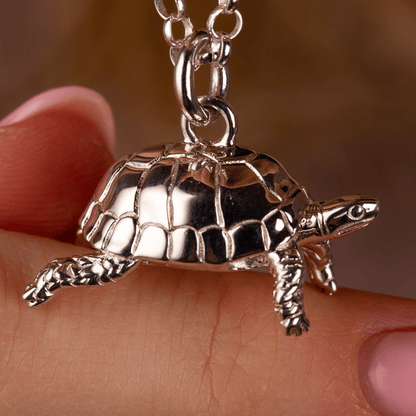 Extra Large Tortoise Silver Necklace - Personalised - MYLEE London