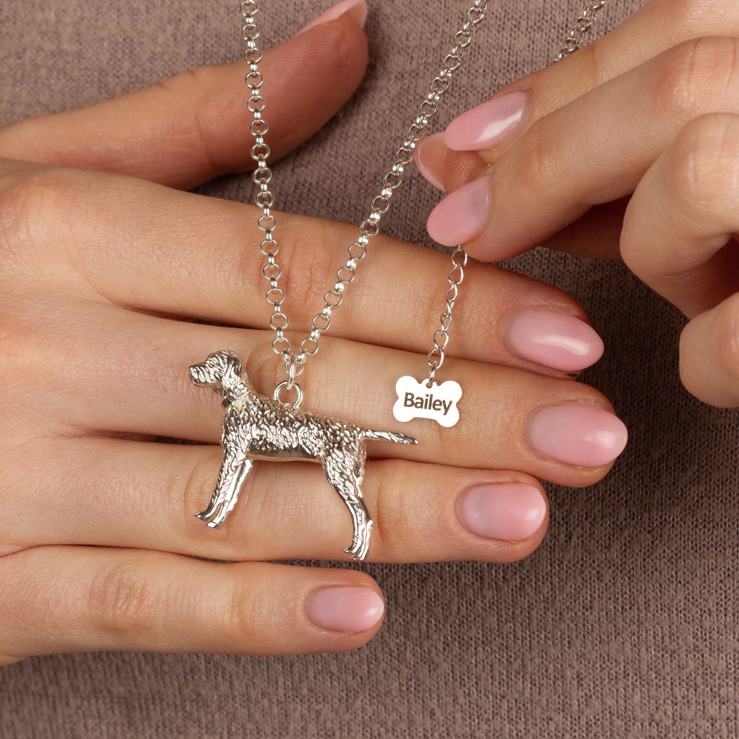 Extra Large Vizsla Silver Necklace - Personalised - MYLEE London