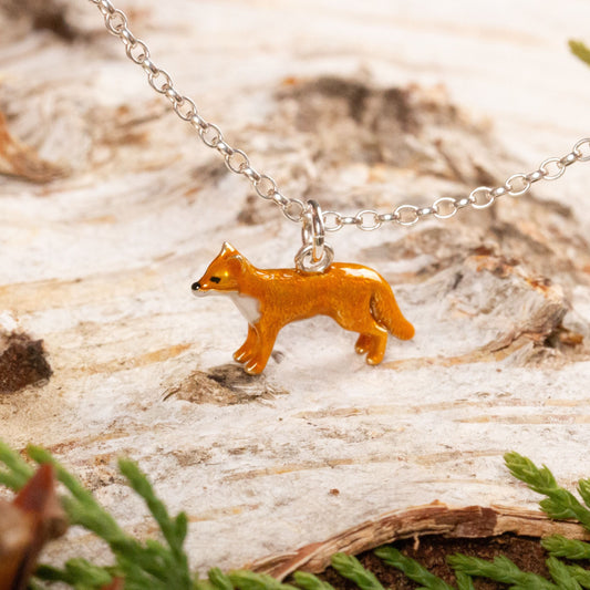 Fox Necklace - Enamelled Sterling Silver