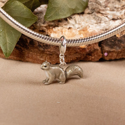 Squirrel Charm - Enamelled Sterling Silver