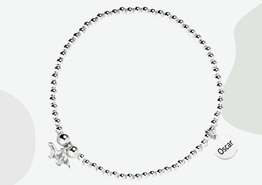 Ferret Silver Ball Bead Bracelet - Personalised - MYLEE London