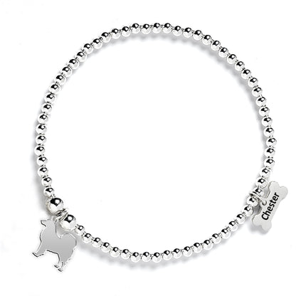 Finnish Lapphund Silhouette Silver Ball Bead Bracelet - Personalised - MYLEE London