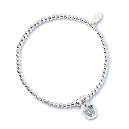 Footprints on Silver Ball Bead Bracelet - MYLEE London