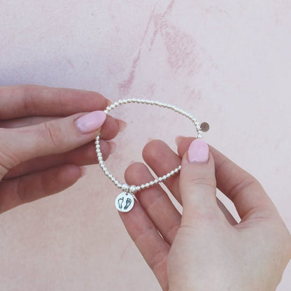 Footprints on Silver Ball Bead Bracelet - MYLEE London