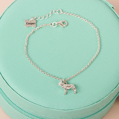 French Bulldog Dainty Chain Bracelet - Personalised - Sterling Silver - MYLEE London