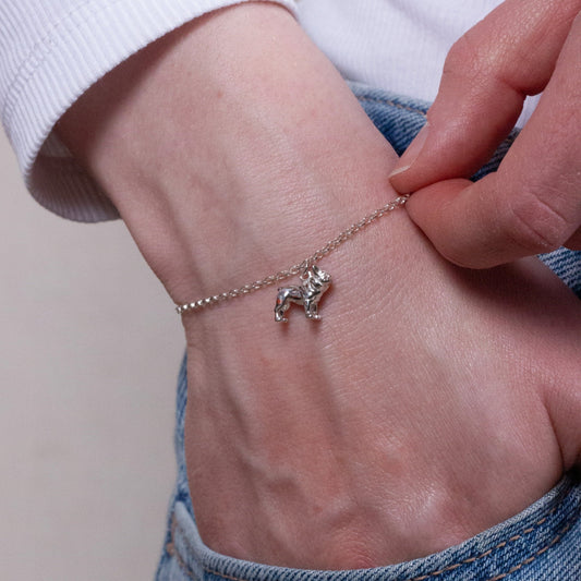 French Bulldog Dainty Chain Bracelet - Personalised - Sterling Silver - MYLEE London