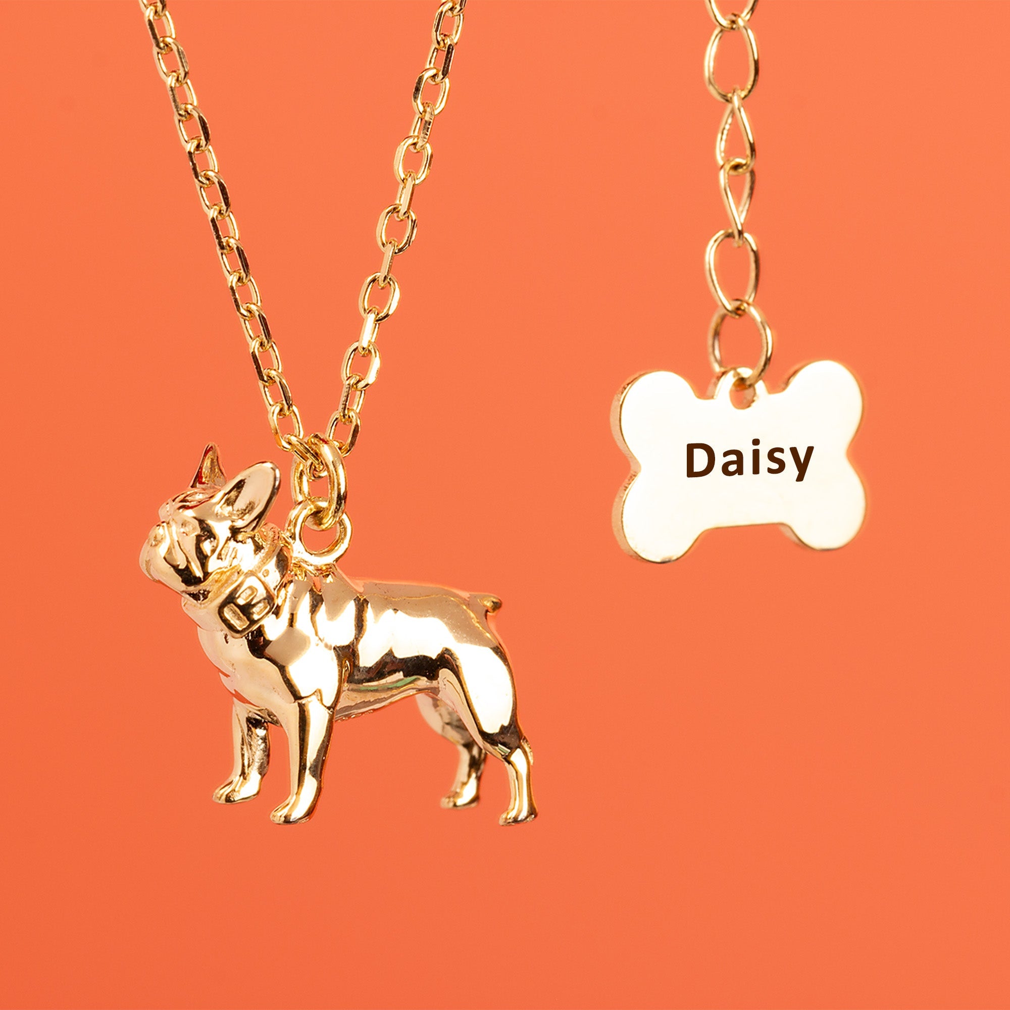 French Bulldog Gold Necklace Personalised MYLEE London