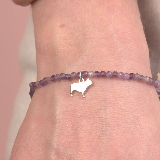 French Bulldog Silhouette Crystal Bracelet - Personalised - MYLEE London