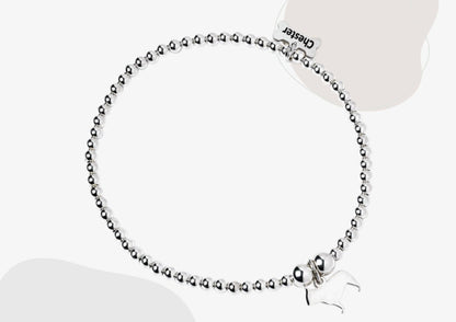 French Bulldog Silhouette Silver Ball Bead Bracelet - Personalised - MYLEE London