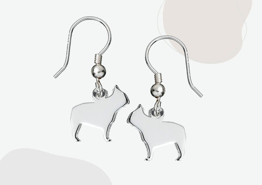 French Bulldog Silhouette Silver Earrings - MYLEE London