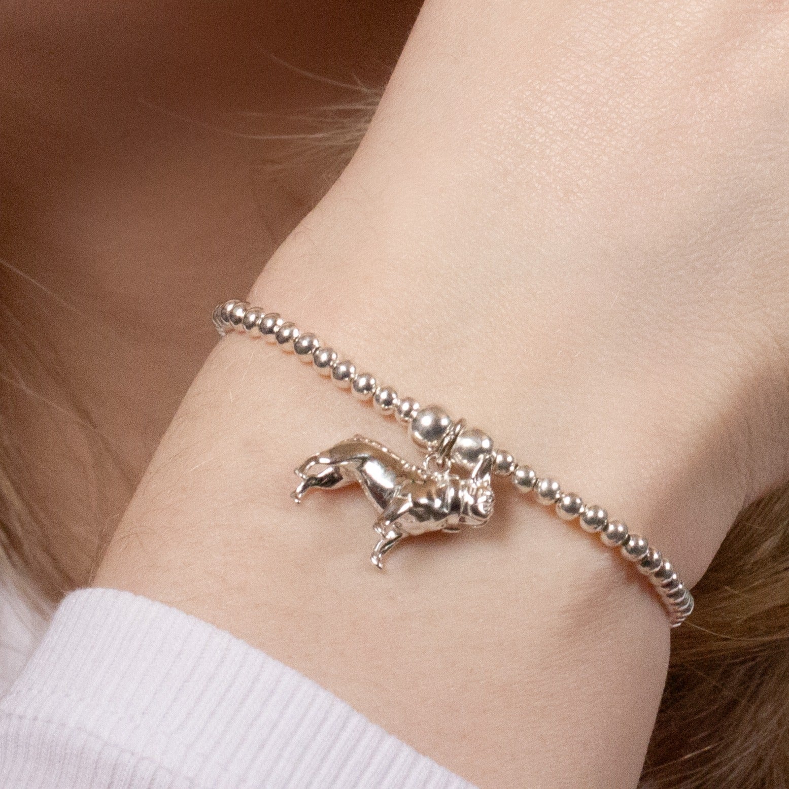 French Bulldog Silver Ball Bead Bracelet - Personalised - MYLEE London