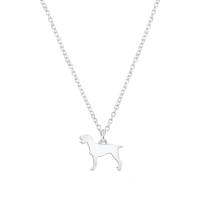 German Longhaired Pointer Silhouette Silver Necklace - Personalised - MYLEE London
