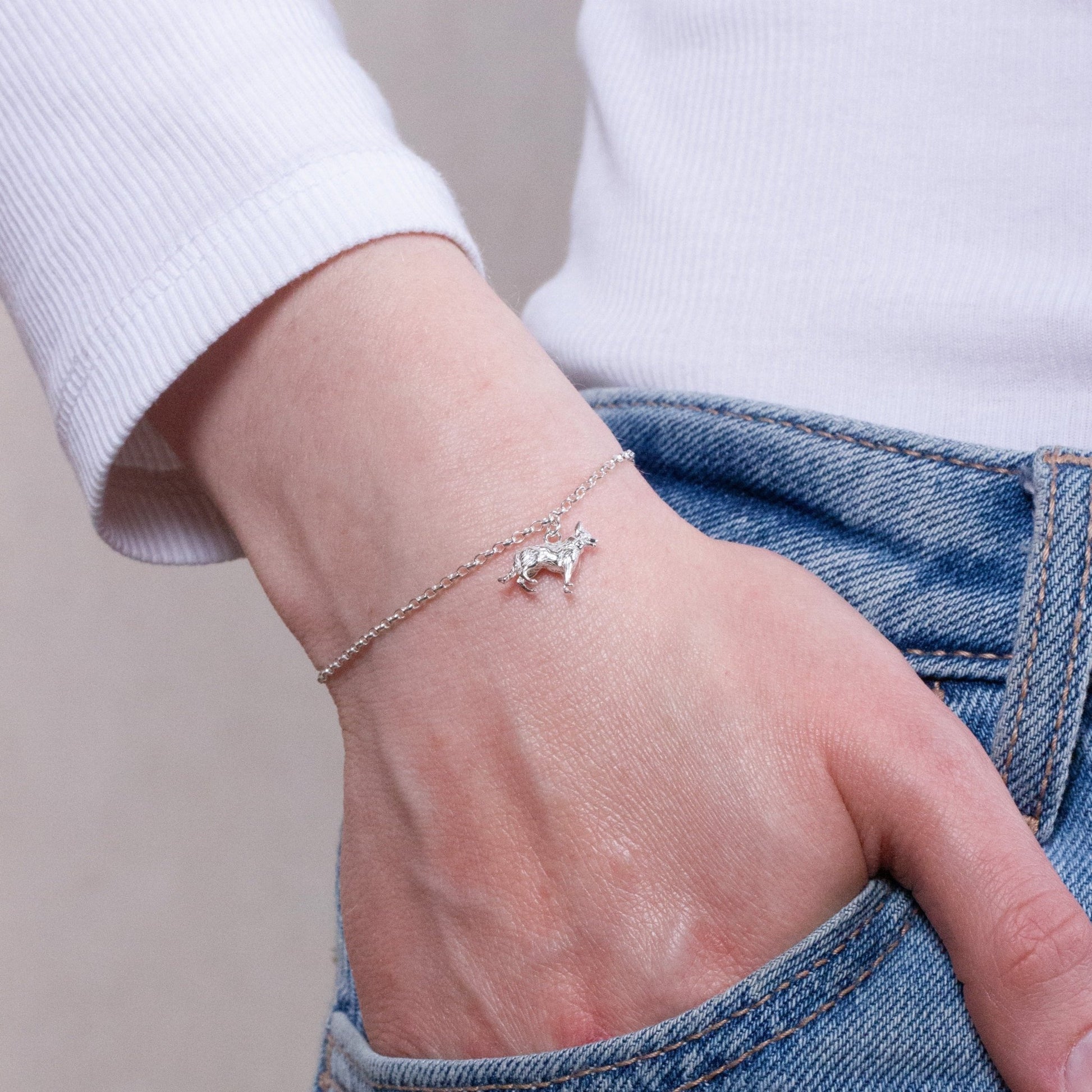 German Shepherd Chain Bracelet - Personalised - Sterling Silver - MYLEE London