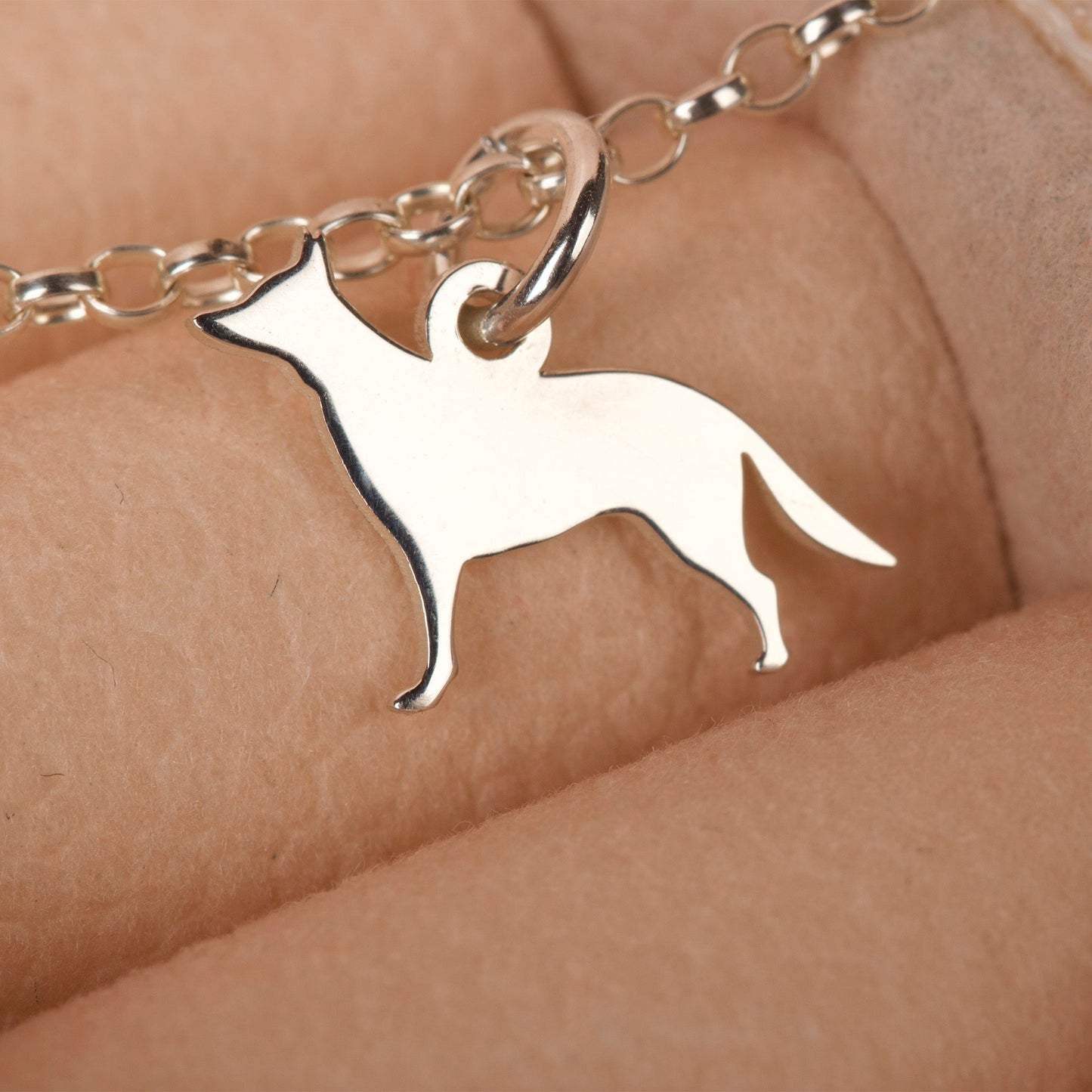 German Shepherd Silhouette Chain Bracelet - Personalised - Sterling Silver - MYLEE London