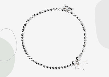 German Shepherd Silhouette Silver Ball Bead Bracelet - Personalised - MYLEE London