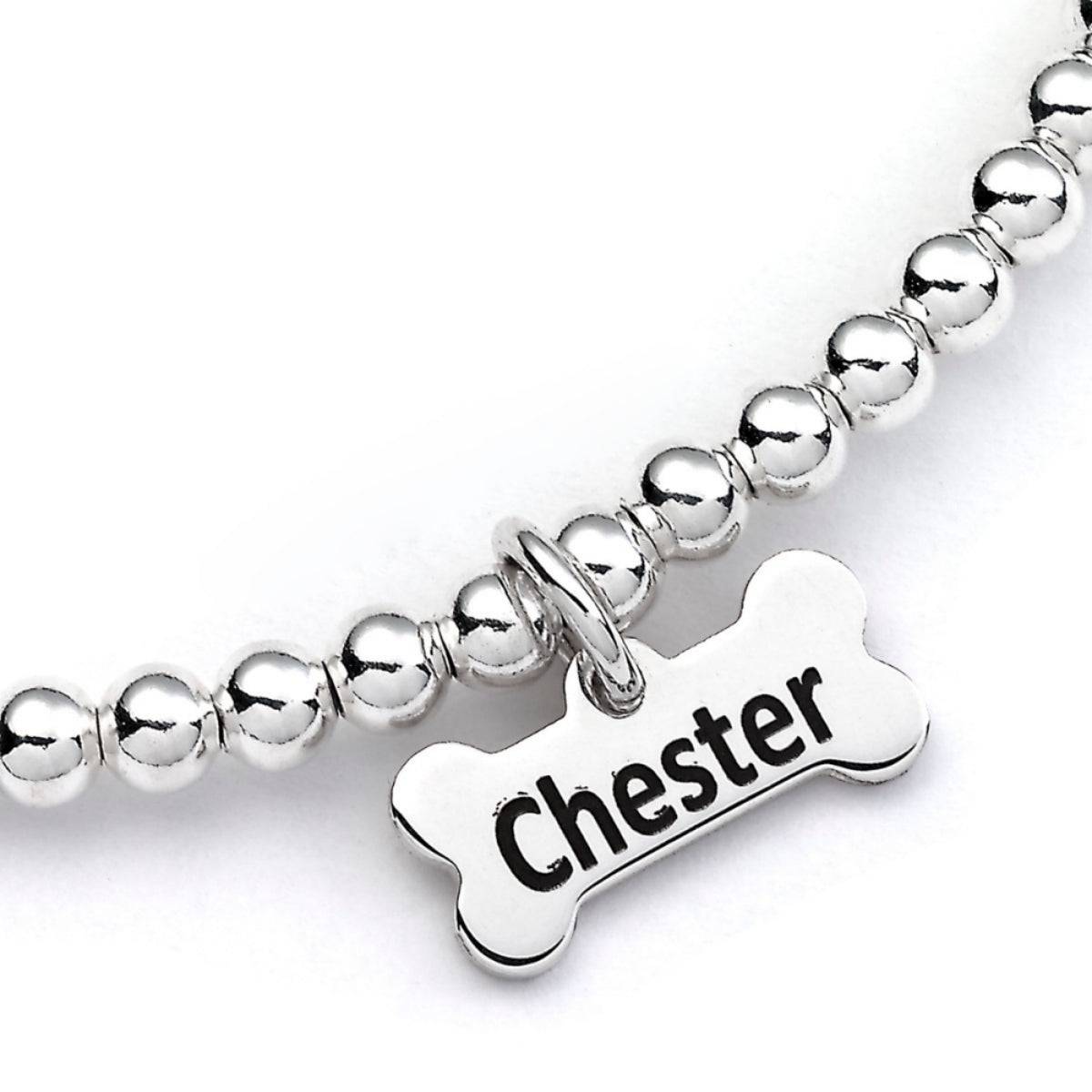 German Shepherd Silver Ball Bead Bracelet - Personalised - MYLEE London