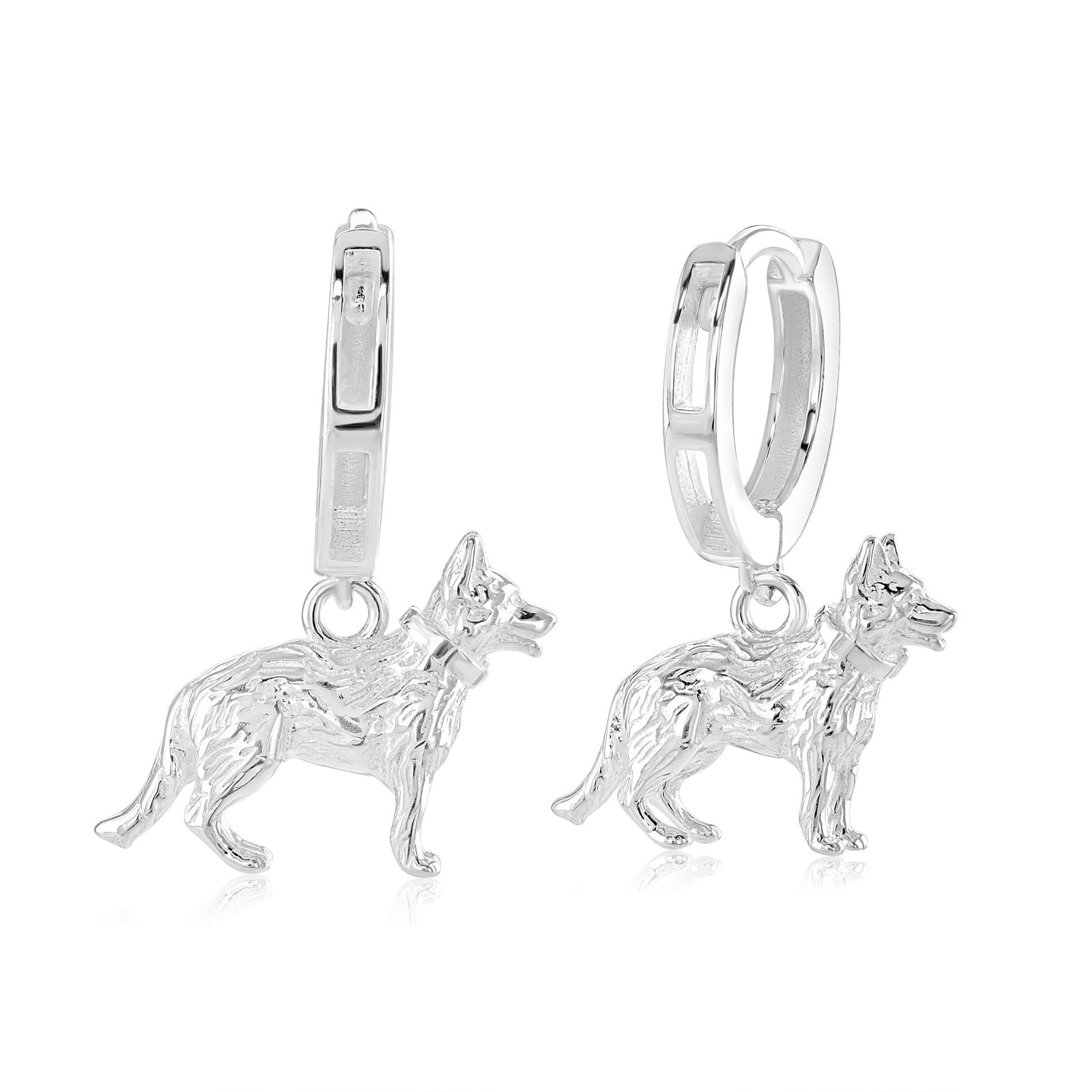 German Shepherd Silver Earrings - MYLEE London