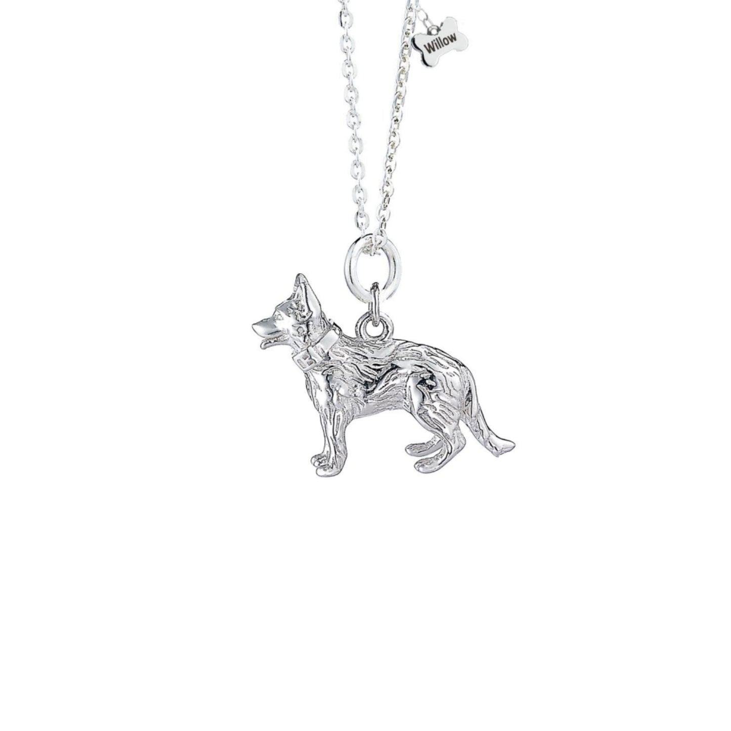 German Shepherd Silver Necklace - Personalised - MYLEE London