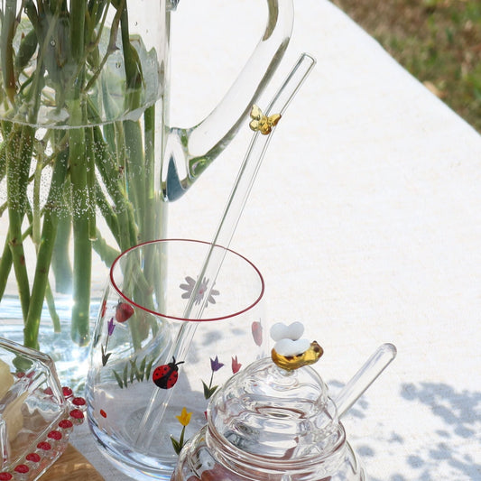 Glass Drinking Straw with Butterfly - MYLEE London
