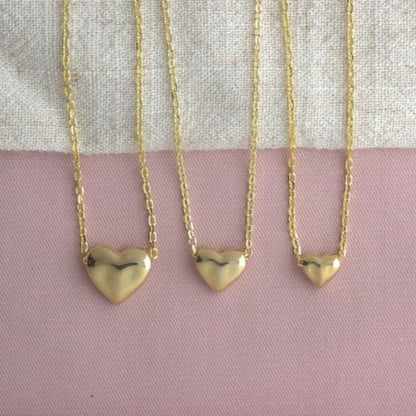 Gold Plated Sterling Silver Sculpted Heart Necklace - MYLEE London