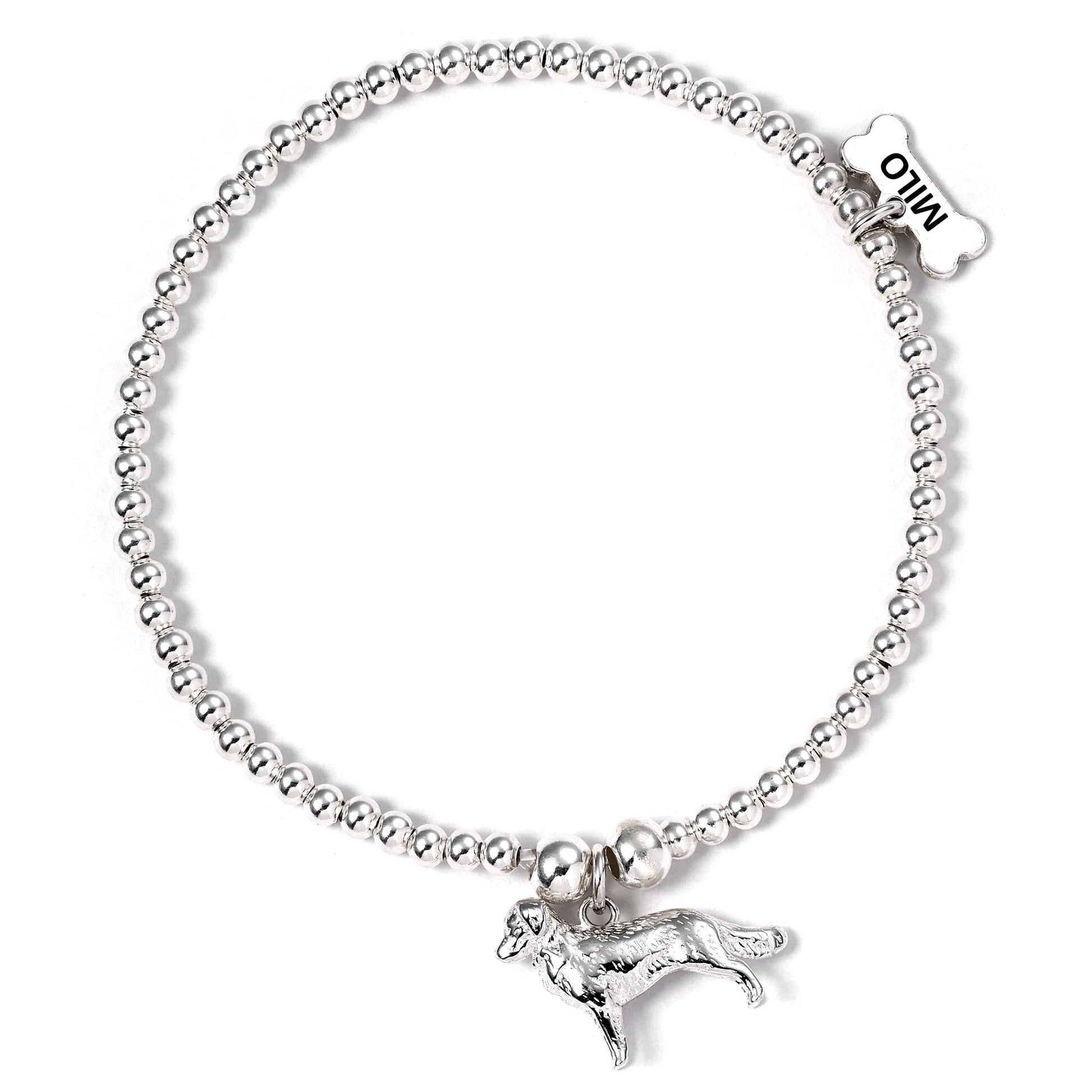 Golden Retriever Silver Ball Bead Bracelet - Personalised - MYLEE London