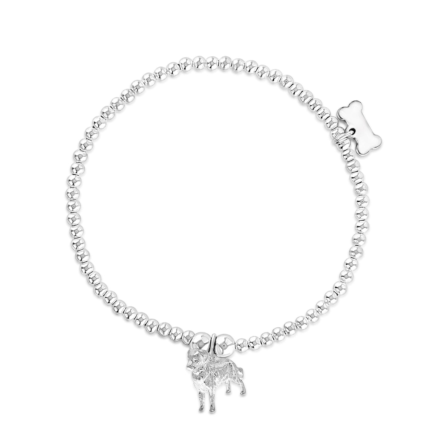 Golden Retriever Silver Ball Bead Bracelet - Personalised - MYLEE London