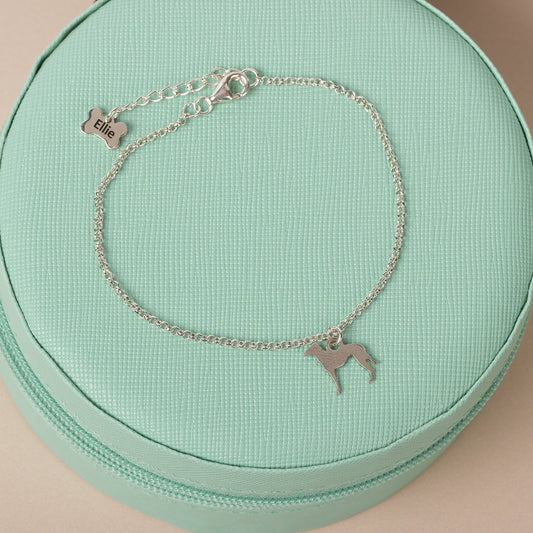 Greyhound Silhouette Chain Bracelet - Personalised - Sterling Silver - MYLEE London