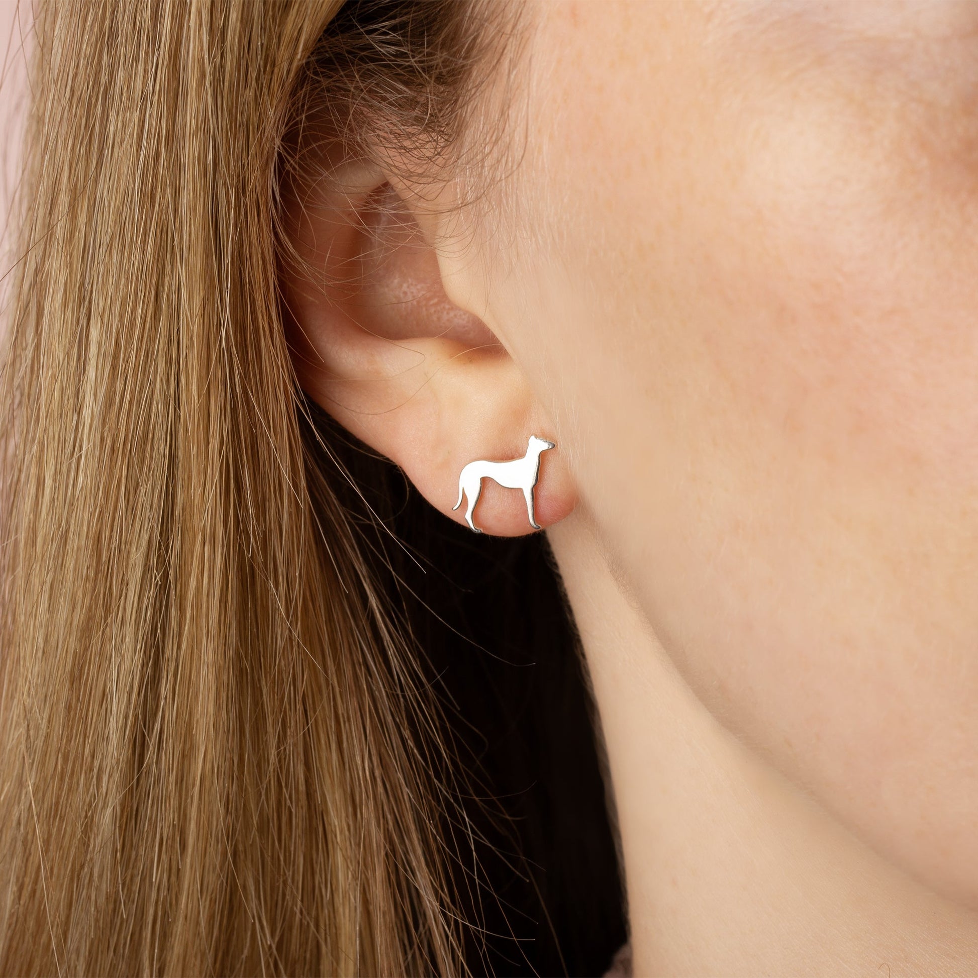 Greyhound Silver Stud Earrings - MYLEE London