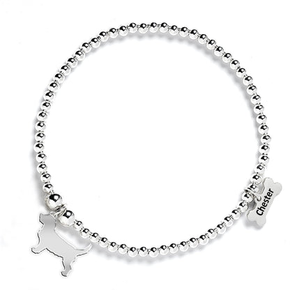 Griffon Fauve De Bretagne Silhouette Silver Ball Bead Bracelet - Personalised - MYLEE London