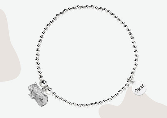 Guinea Pig Silver Ball Bead Bracelet - Personalised - MYLEE London