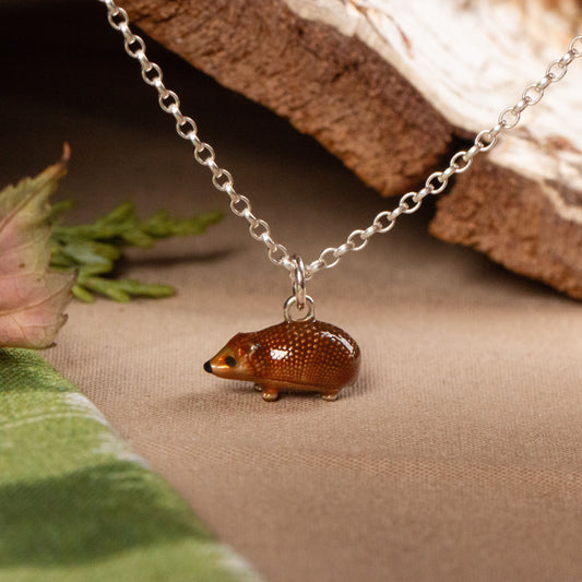 Hedgehog Necklace - Enamelled Sterling Silver