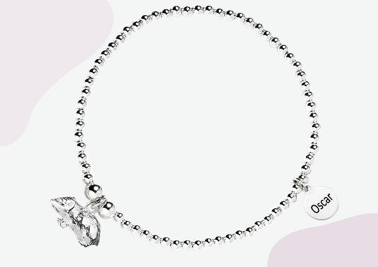 Hamster Silver Ball Bead Bracelet - Personalised - MYLEE London