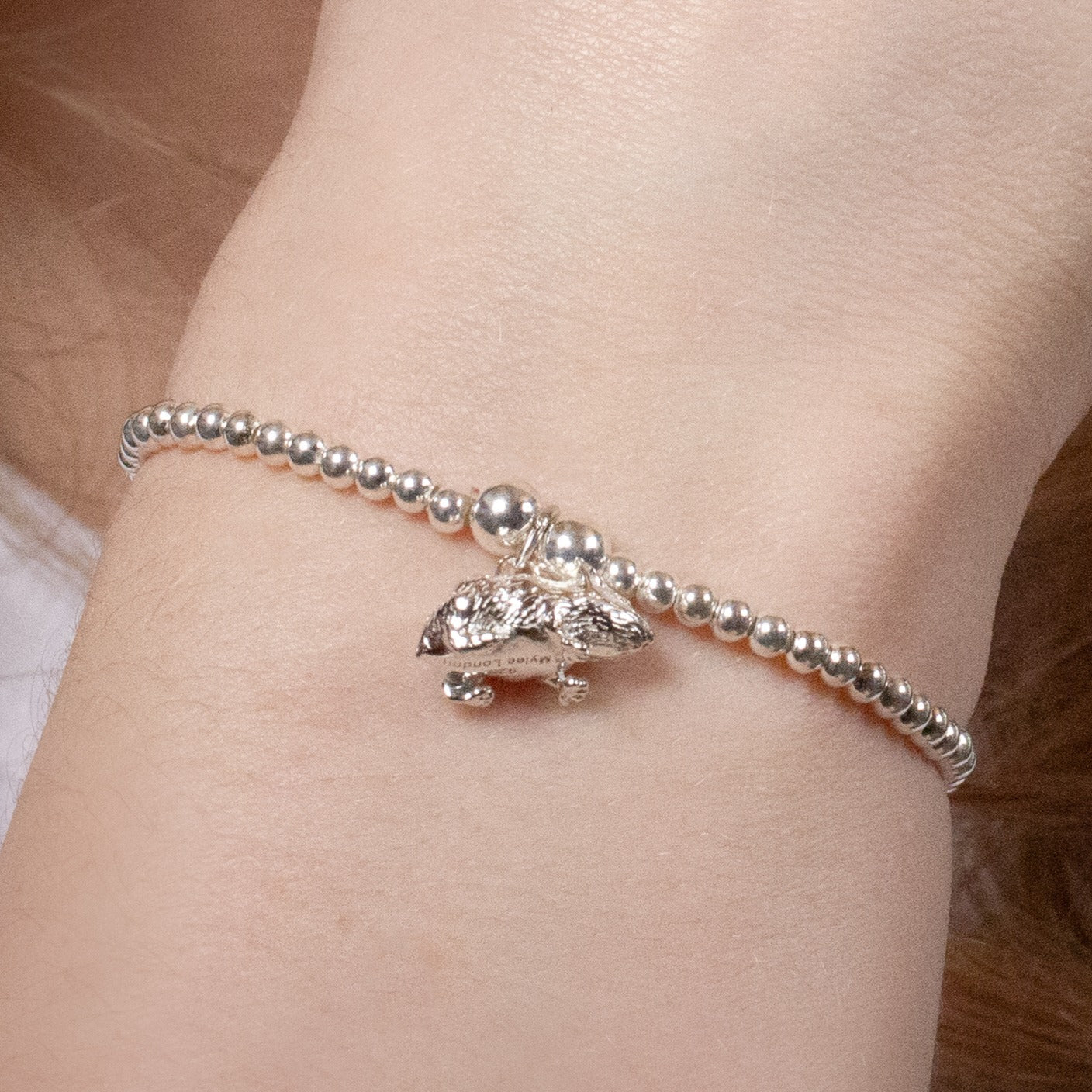 Hamster Silver Ball Bead Bracelet - Personalised - MYLEE London