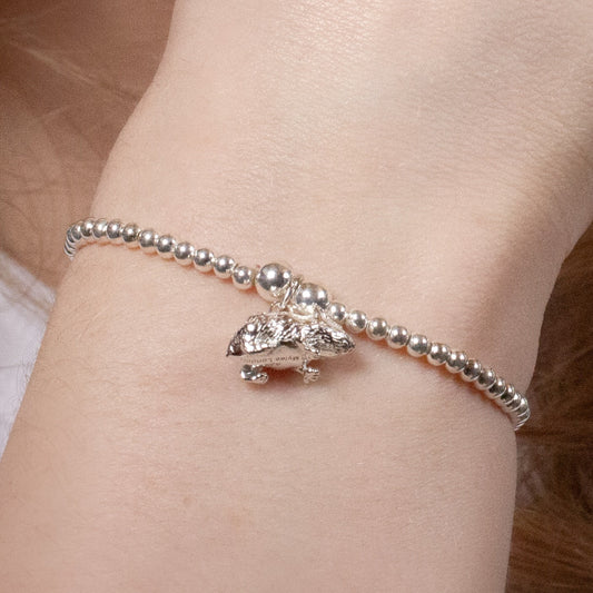 Hamster Silver Ball Bead Bracelet - Personalised - MYLEE London