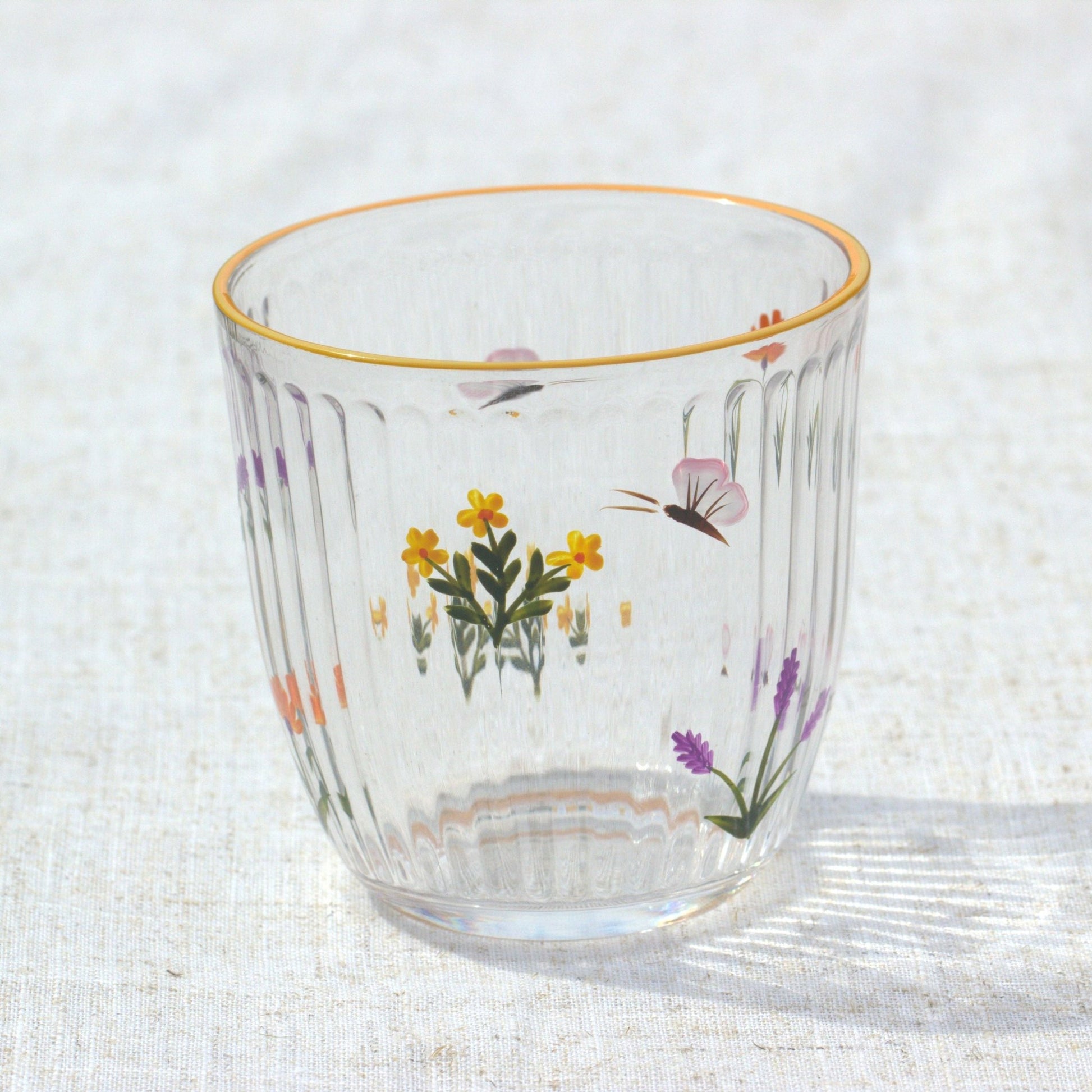 Hand Painted Floral Drinking Glass - MYLEE London