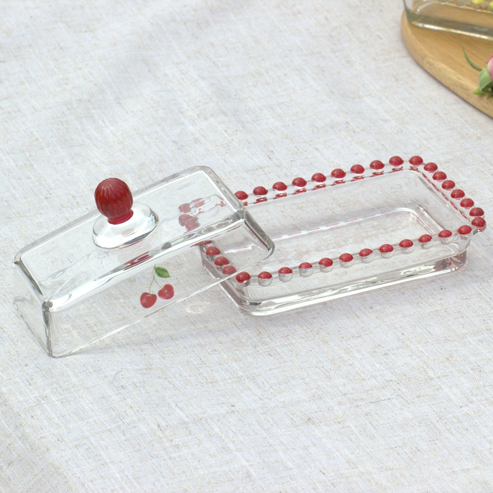 Hand Painted Glass Butter Dish - MYLEE London