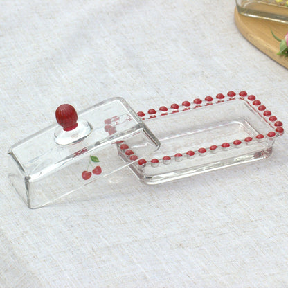 Hand Painted Glass Butter Dish - MYLEE London